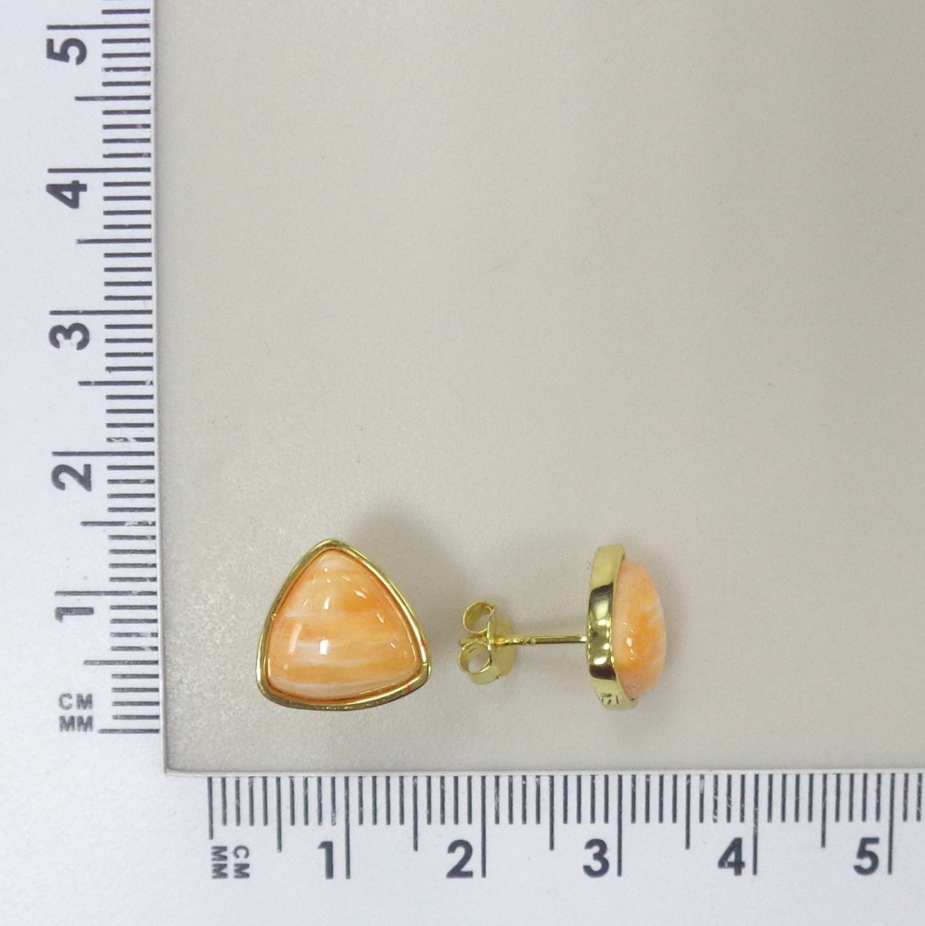 Серебряные серьги-пусеты с огненными королевскими спондилюсами